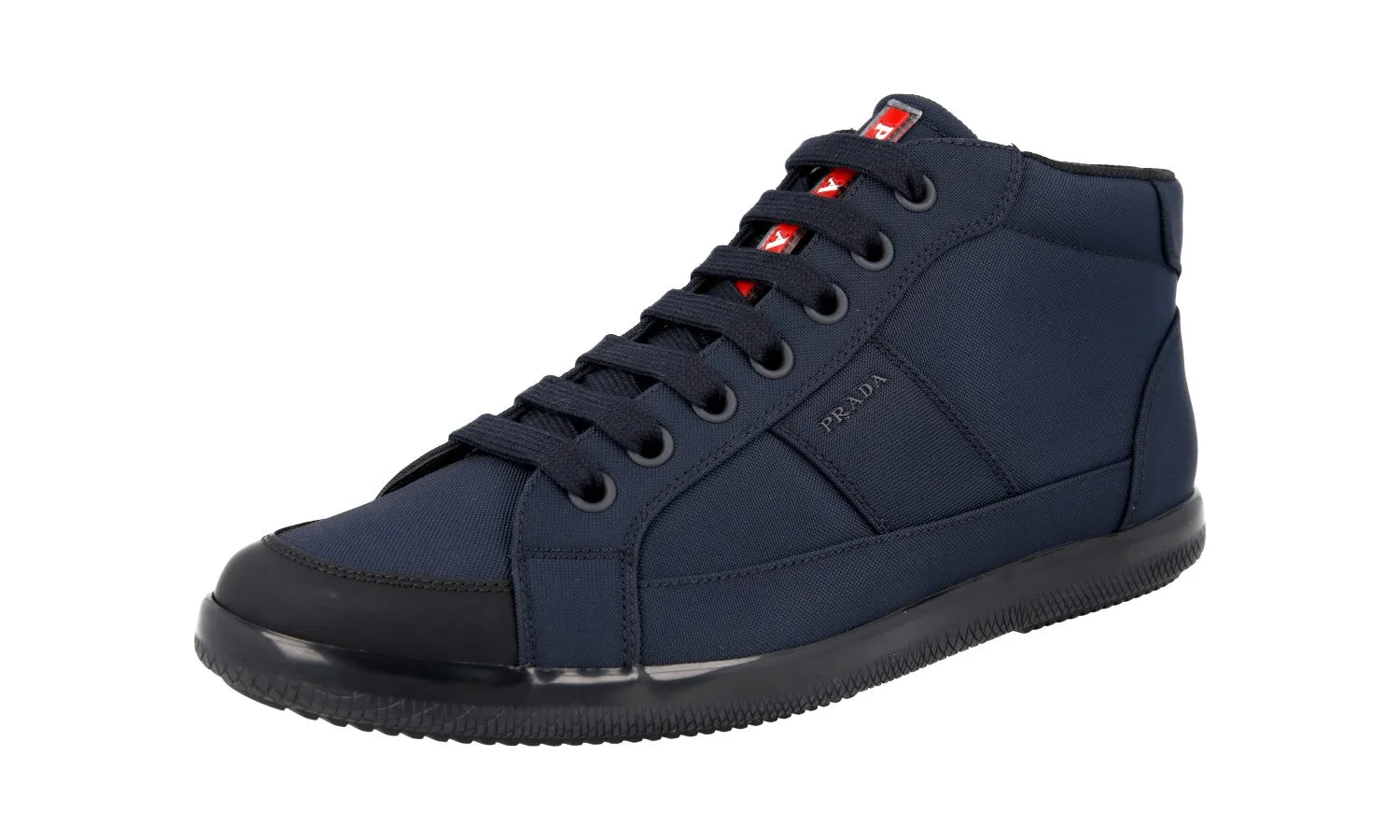 Structured Heel Cup Prada Men's Blue High-Top Sneaker 4T3029