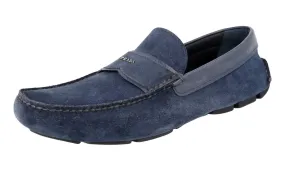 Prada Men's Blue Leather Driving Logo Loafers 2DD137 Trail Walks