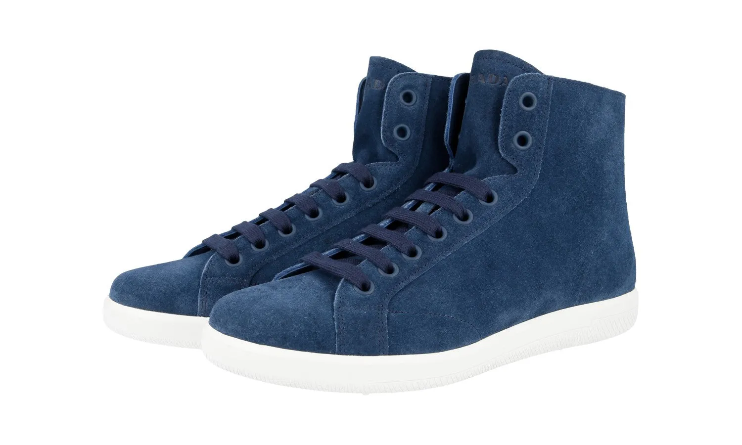 Prada Men's Blue Leather High-Top Sneaker 4T3149 Dynamic Flex Zones Bold Style