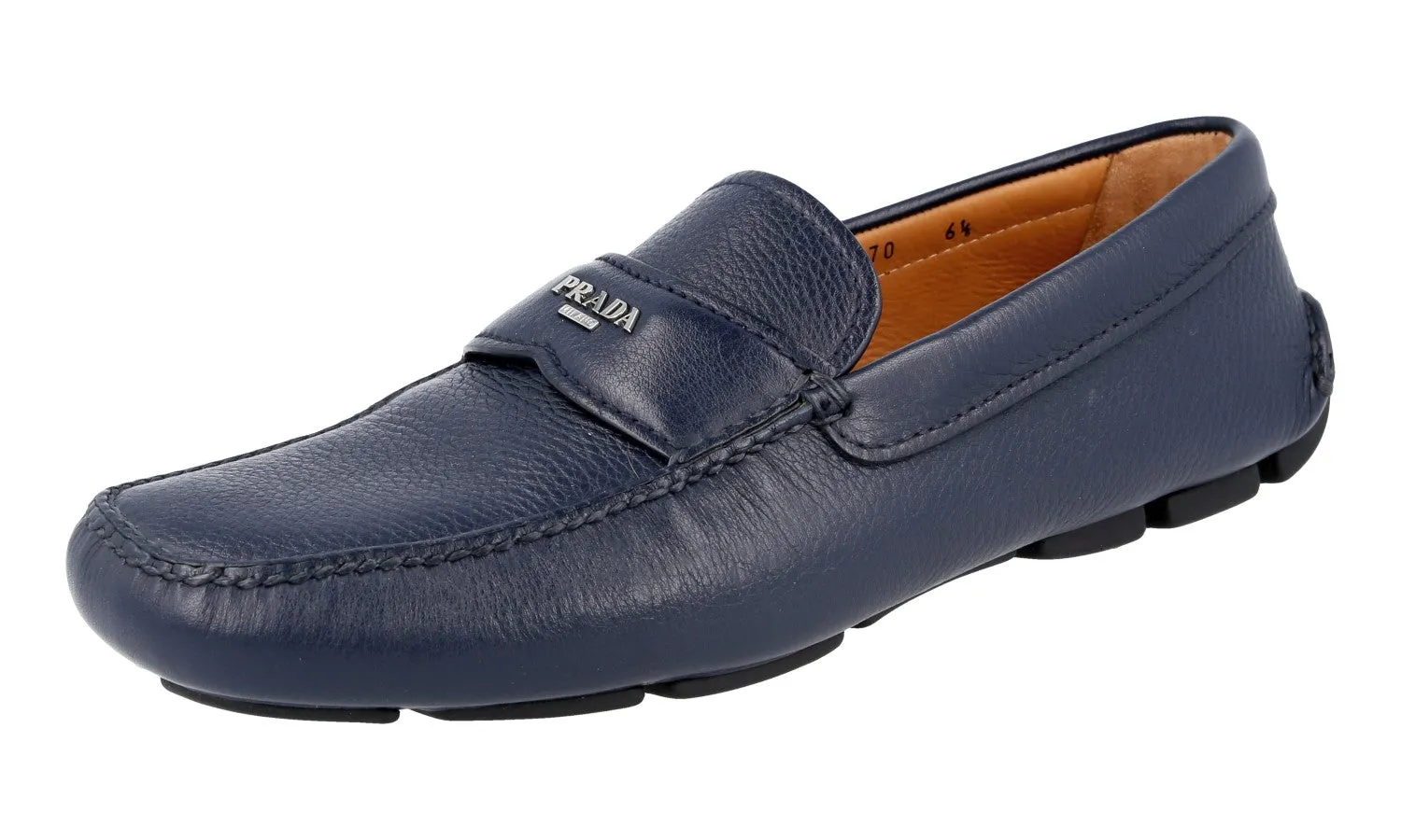 Wide Lane Prada Men's Blue Leather Logo Driving Loafers 2D2170