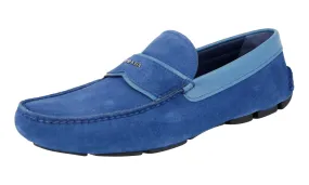 Ground Sure Prada Men's Blue Leather Logo Loafers 2DD137