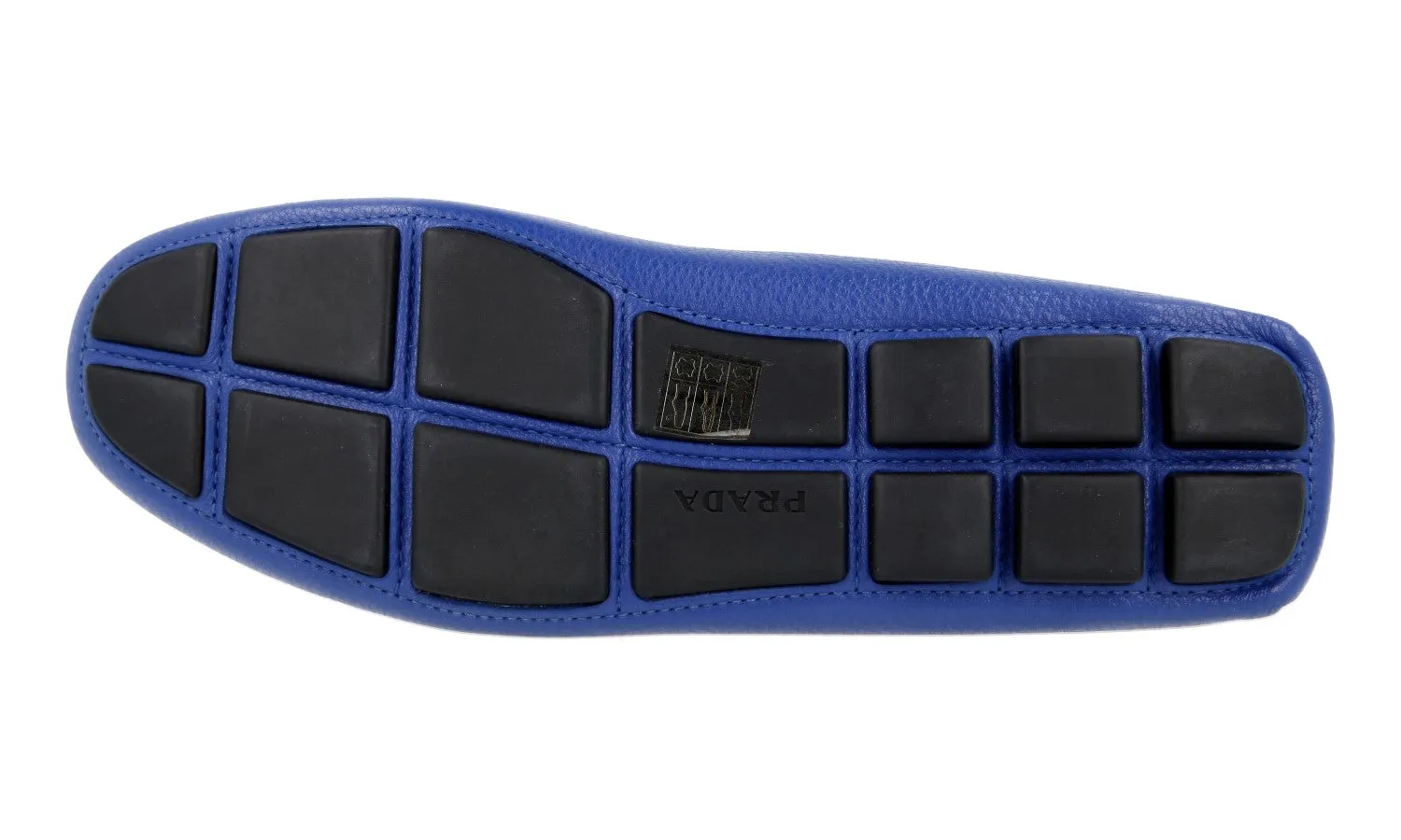 Prada Men's Blue Leather Logo Loafers 2DD165 Garden Path Versatile Pair