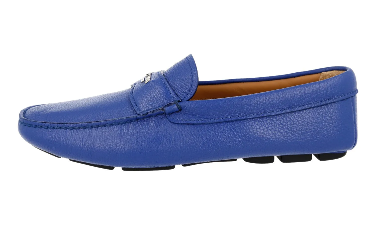 Everyday Shoes Market Stop Prada Men's Blue Leather Logo Loafers 2DD165