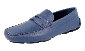 Prada Men's Blue Saffiano Leather Driving Loafers 2DD001 Date night Youth Edge