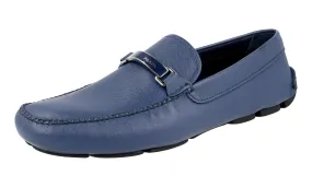 Prada Men's Blue Saffiano Leather Driving Loafers 2DD099 Synthetic Upper