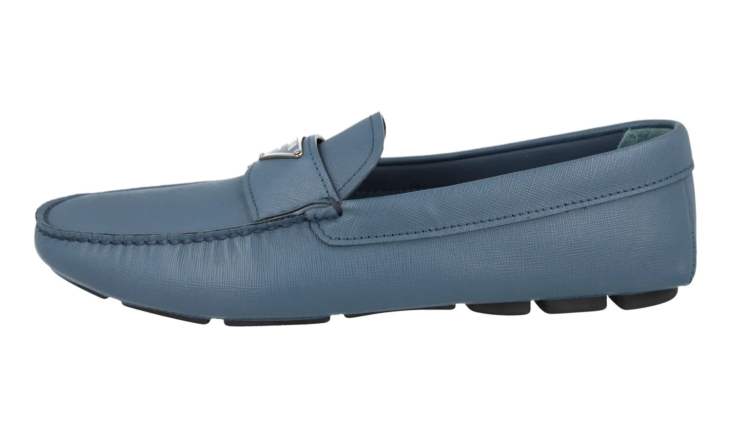 Style Driven Grip Safe Prada Men's Blue Saffiano Leather Driving Shoes Loafers 2DD164