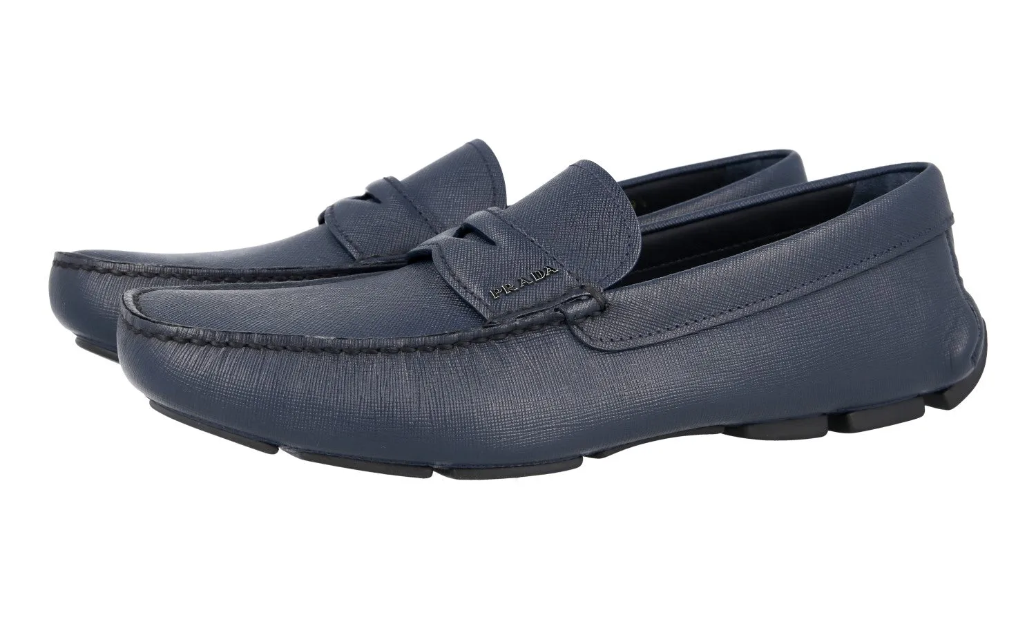 Sleek Comfort Boho Touch Prada Men's Blue Saffiano Leather Penny Loafers 2DD151
