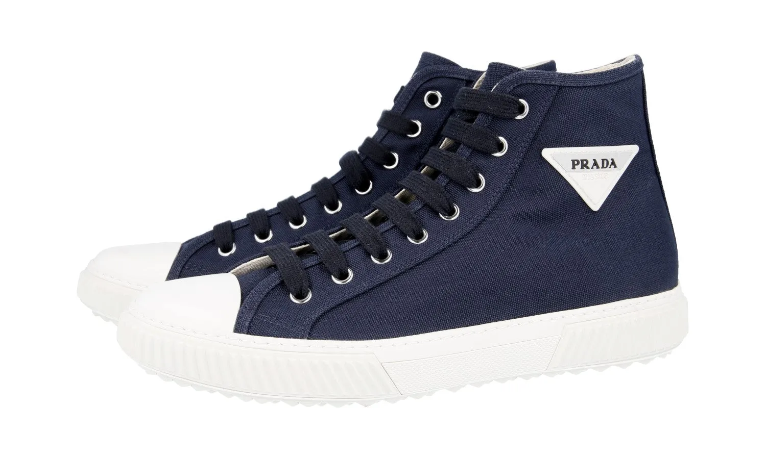 Prada Men's Blue Stratus High-Top Sneaker 4T3306 Spring Bounce