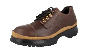 Neutral Look Spot Light Prada Men's Brown Leather Brixxen Lace-up Shoes 2EE314