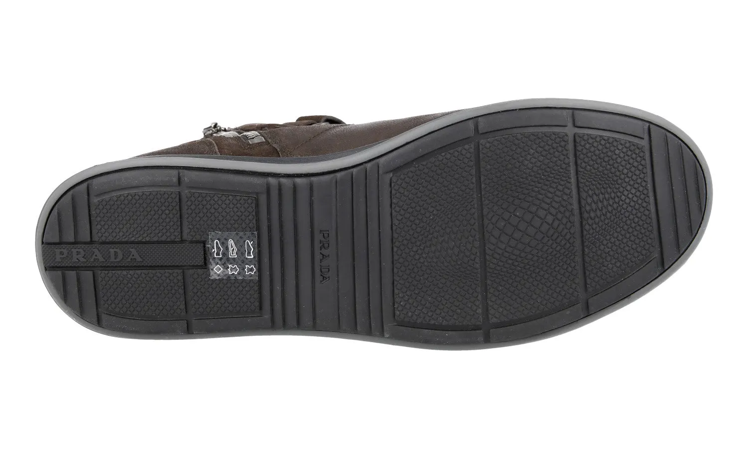 Prada Men's Brown Leather High-Top Sneaker 4T2787 Balanced Grip Non Slip Tread