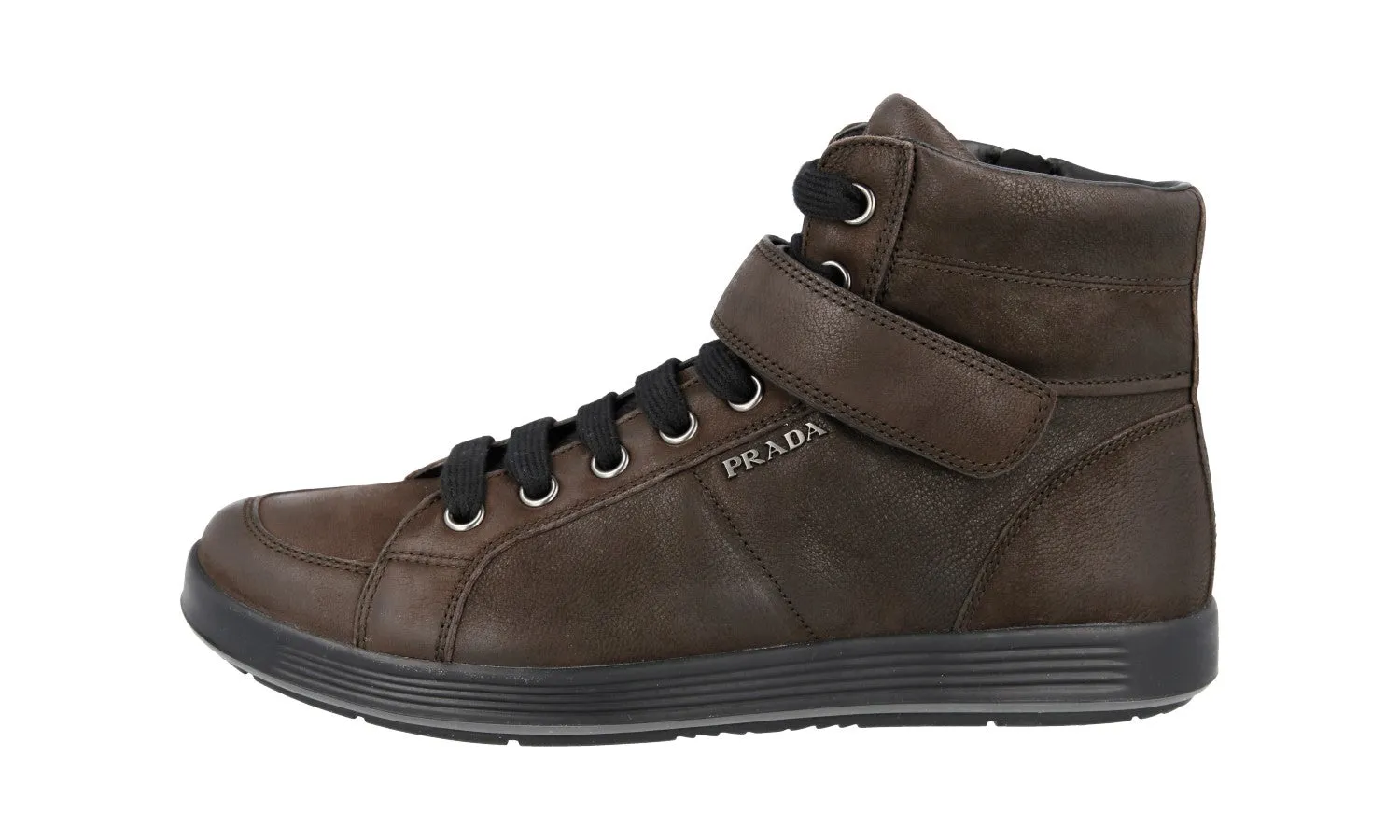 Optimal flair Prada Men's Brown Leather High-Top Sneaker 4T2787