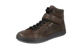 Prada Men's Brown Leather High-Top Sneaker 4T2787 Road Fit