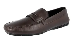 Light Stride Prada Men's Brown Leather Shearling Slip On Driving Loafers 2DD011
