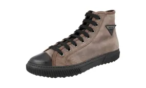 Ergo Sole Lace   Up Prada Men's Brown Leather Stratus High-Top Sneaker 4T3306