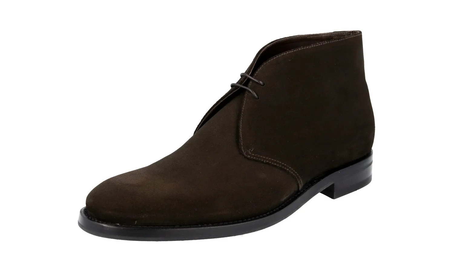 Detail Work Prada Men's Brown welt-sewn Leather Desert Lace-up Shoes 2TC049