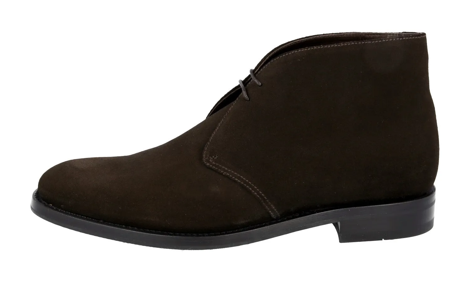 Prada Men's Brown welt-sewn Leather Desert Lace-up Shoes 2TC049 Gloss Grain Functional Style