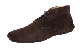 Prada Men's Brown welt-sewn Leather Desert Lace-up Shoes 2TD001 Confident Step