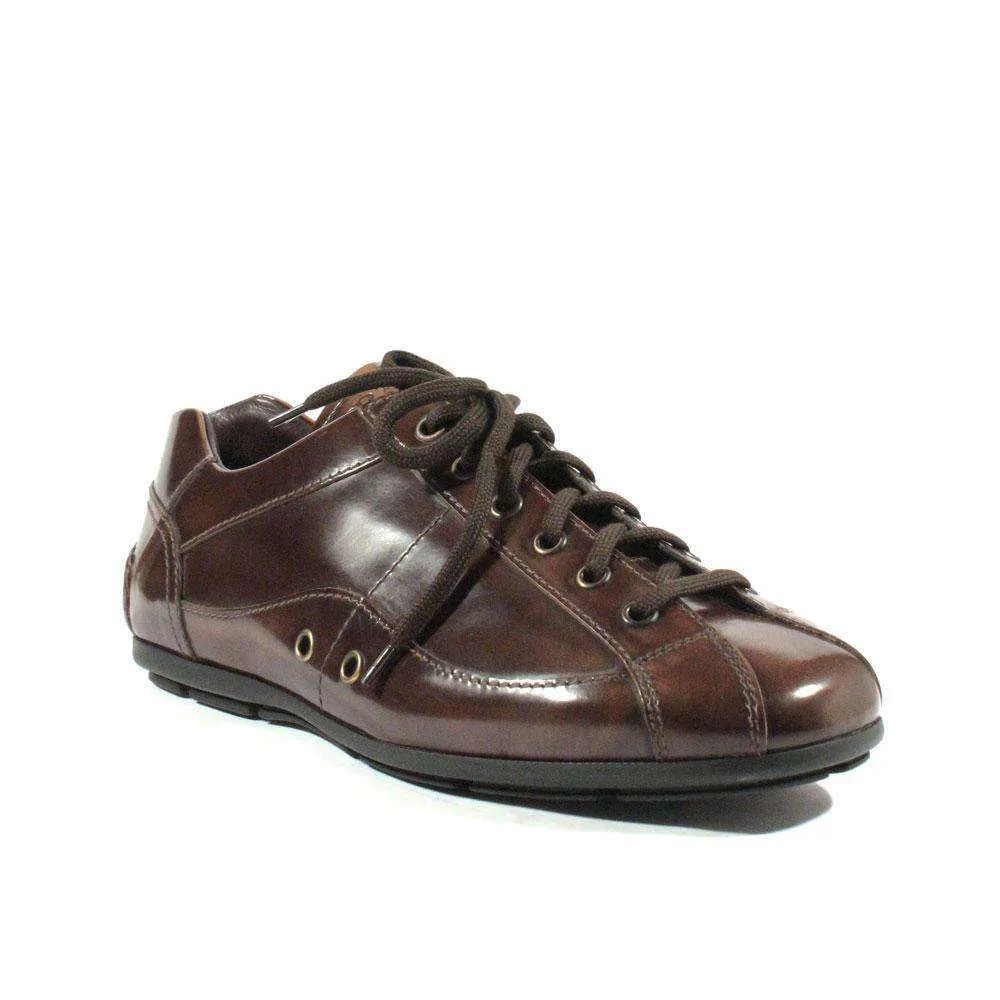 Clean Step Prada Men's Designer Shoes Tabacco Leather Sneakers 2E1556 (PRM9)