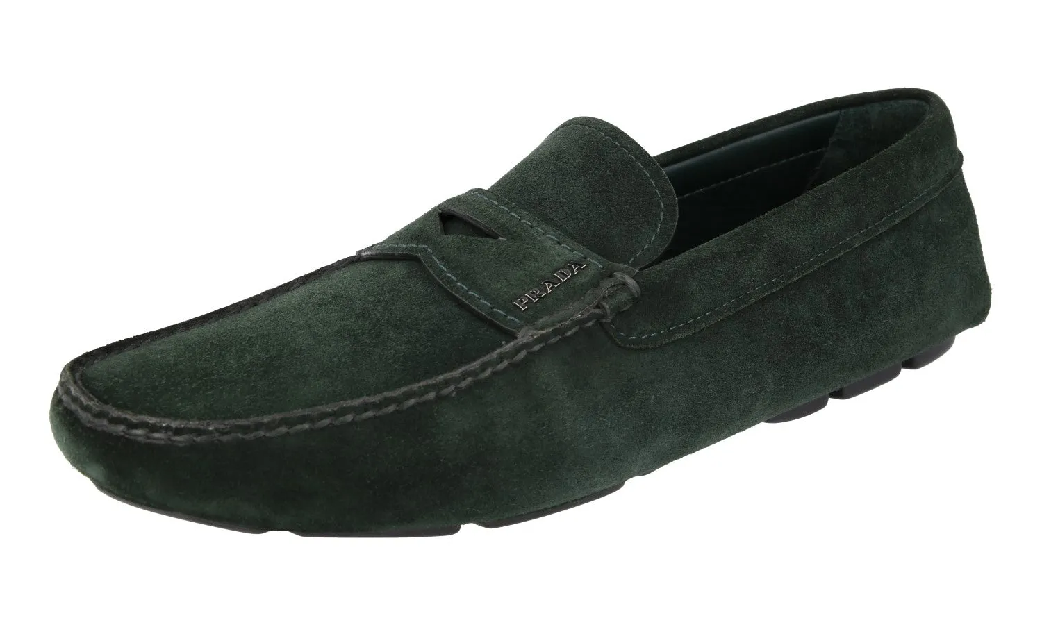 Prada Men's Green Leather Driving Loafer Loafers 2DD158 Clear Step