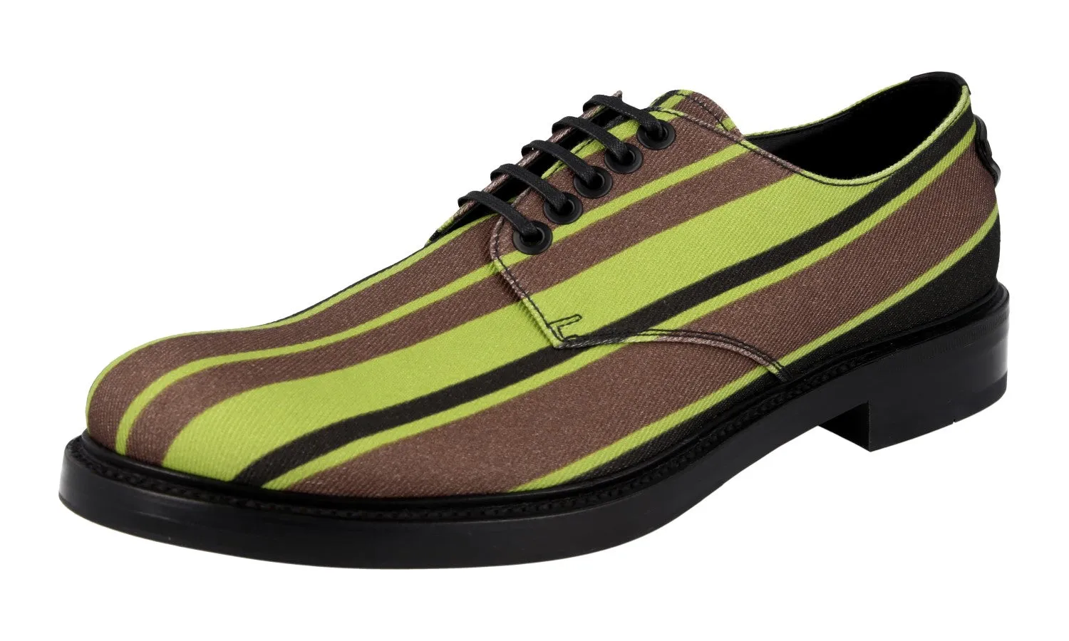 Knitted Mesh Foot Support Prada Men's Green welt-sewn Lace-up Shoes 2EG399