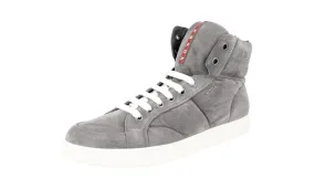 Prada Men's Grey Leather High-Top Sneaker 4T2596 Balance Tech
