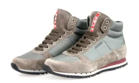 Prada Men's Grey Leather High-Top Sneaker 4T2782 Light Bounce