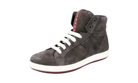 Simple Comfort Heel lockdown Prada Men's Grey Leather High-Top Sneaker 4T2842