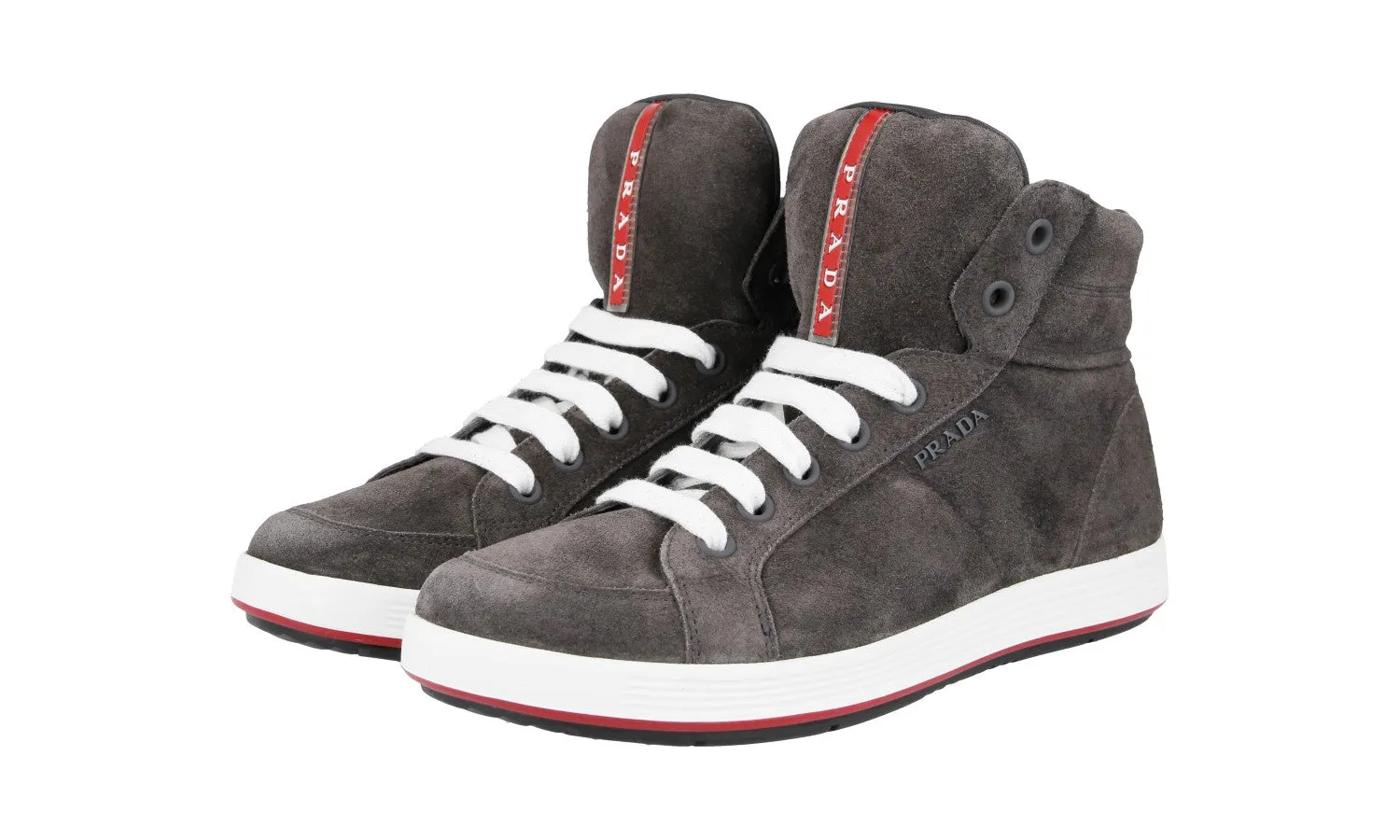 Road Tested Orthopedic Comfort Prada Men's Grey Leather High-Top Sneaker 4T2842