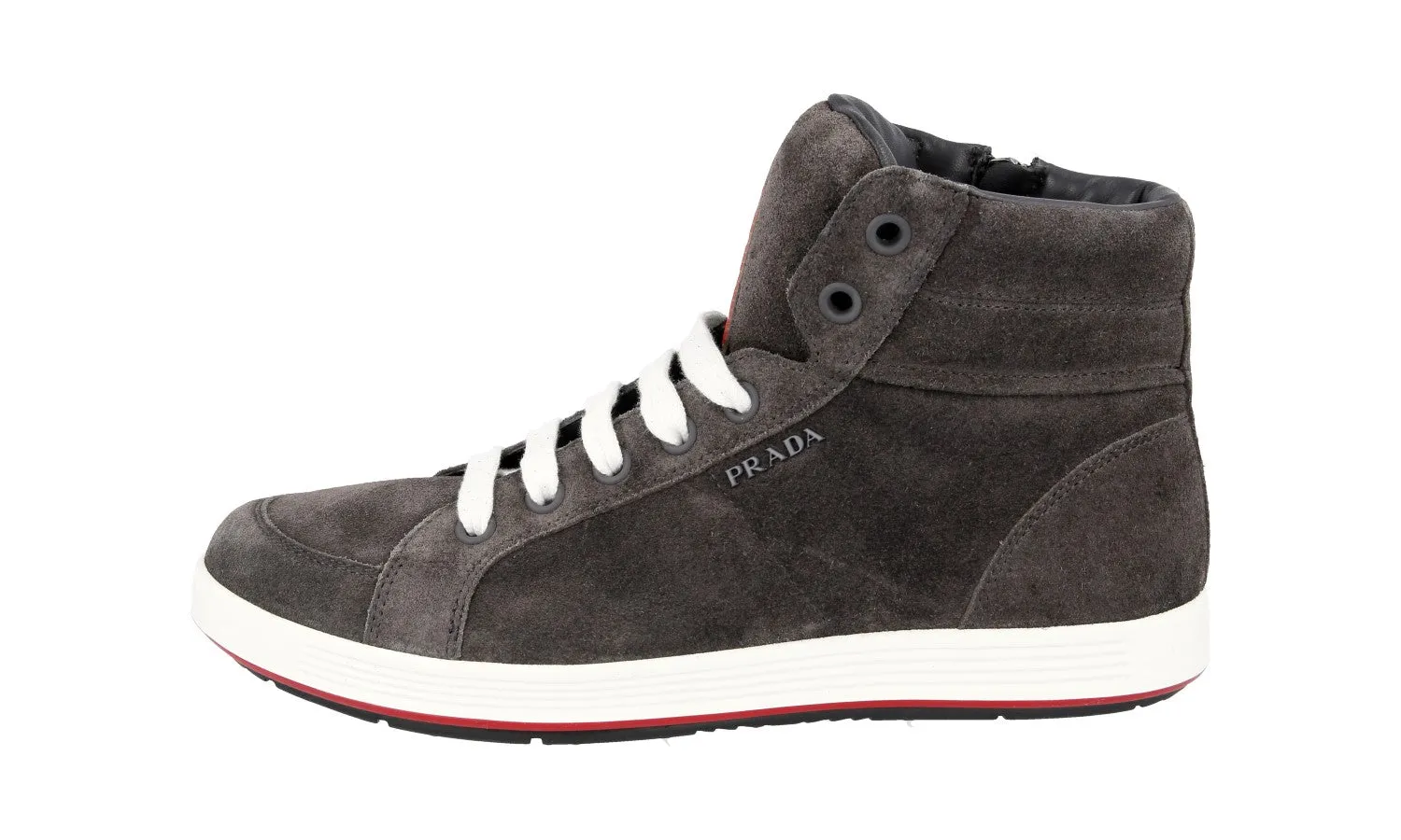Prada Men's Grey Leather High-Top Sneaker 4T2842 Foam Cushioning Layer