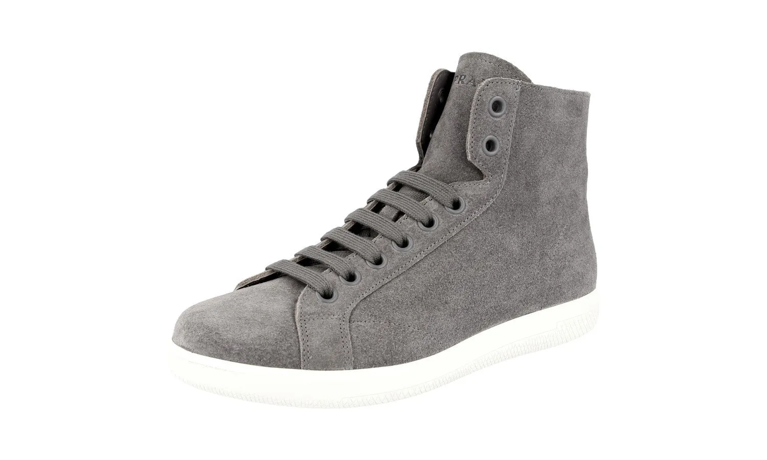 ZipUp Prada Men's Grey Leather High-Top Sneaker 4T3149