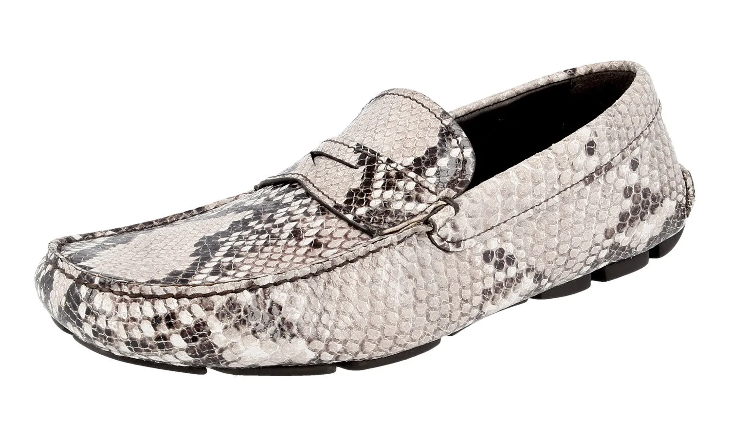 True Grip Casual Wear Slip-ons Prada Men's Grey Leather Loafers 2DD001