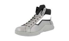 athletic chic Prada Men's Grey Leather Polarius High-Top Sneaker 4T2802