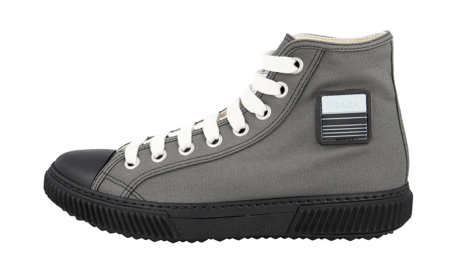 Unique Design Prada Men's Grey Stratus High-Top Sneaker 4T3218