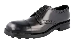 Steady Grip Open Concept Prada Men's Grey welt-sewn Leather Full Brogue Lace-up Shoes 2EG217