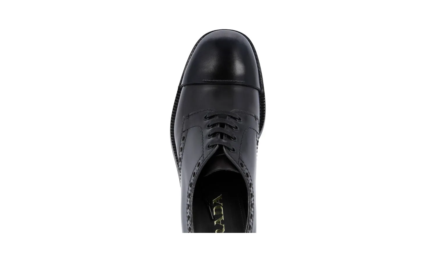 Prada Men's Grey welt-sewn Leather Full Brogue Lace-up Shoes 2EG217 Seamless Style