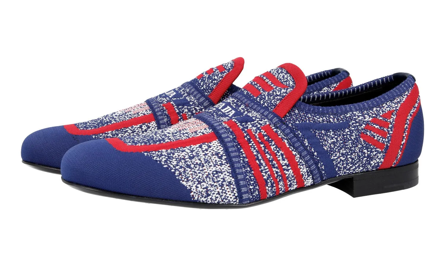 Open Steps Walk Long Prada Men's Multicoloured Jacquard Mouline Loafers 2DG098