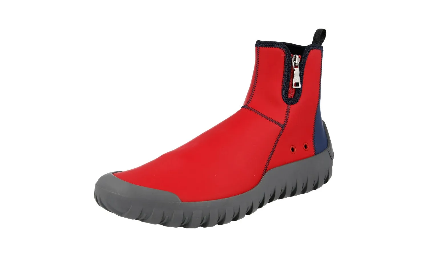 Prada Men's Red High-Top Sneaker 4T3202 Self Cleaning Tread All-weather flair