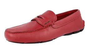 Prada Men's Red Saffiano Leather Driving Loafers 2DD001 Air Walk Handcrafted Quality