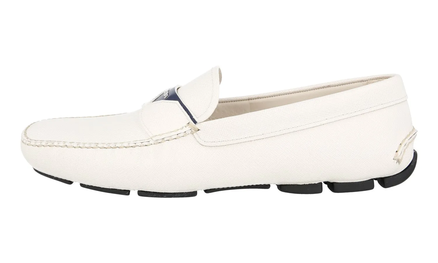 Neat Path Lane Sturdy Build Prada Men's White Saffiano Leather Driver Loafer Loafers 2DD131