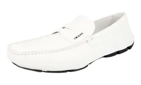 Prada Men's White Saffiano Leather Driving Loafers 2DD151 Comfortable Casual Fit