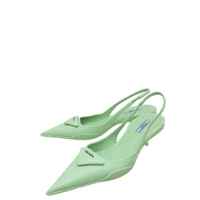 Memory Foam Wellness Seekers Silent Walk Prada Mint Green Soft Padded Slingback Pumps 38.5