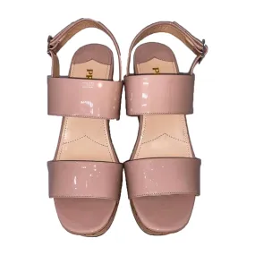 Feather Light City Adventure PRADA Nude Patent Leather Cork Wedges Size 37