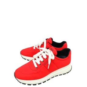 Prada Red Logo Nylon Lace Up Sneaker 37 Global Cool Teen Edge