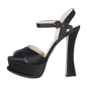Prada Satin Platform Pumps Adjustable Elastic laces