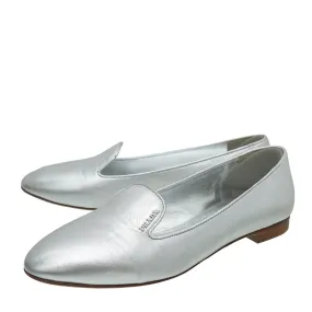 Casual Move Rain Guard Prada Silver Metallic Ladies Loafer 38