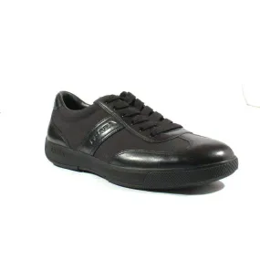 Ergonomic Travel Enthusiasts Prada Sports Men's Designer Shoes Black Leather Sneakers (PRM29)