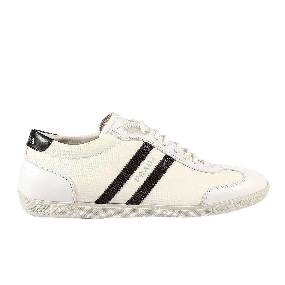 Icon Edge Wide toe box Prada Sports Men's Designer Shoes Designer White/Black Sneakers 4E1595 (PRM42)