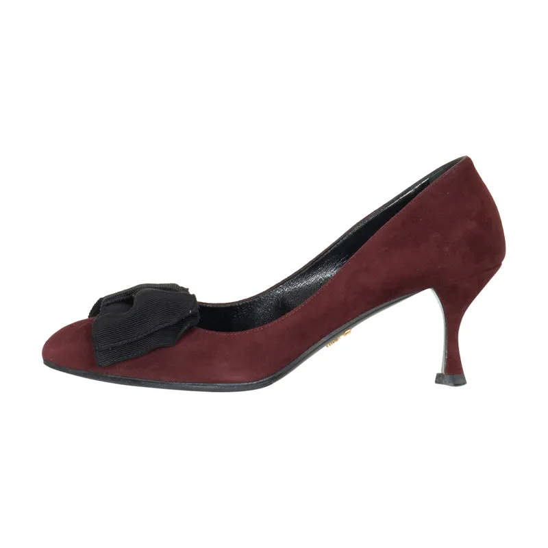 Prada Suede Bow Pumps Lightweight Form Road Trip