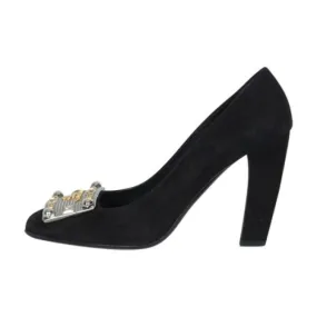 night walk Court Grip Prada Suede Crystal Embellished Pumps