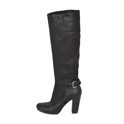 Mix Hue Fur Trim Prada Tall Leather Boots